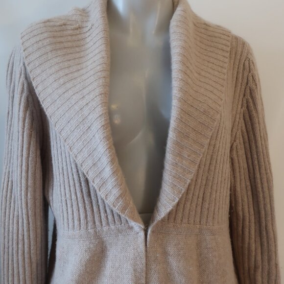 Women Cashmere Lord & Taylor Beige Pure Cashmere Chunky Cardigan Sweater XL - Picture 6 of 14